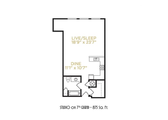 Studio on 7th Grand Floor Plan at The Lofts at Shillito Place, Ohio, 45202
