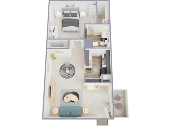 Floor Plan  A floor plan of a house with a living room, kitchen, and bathroom.