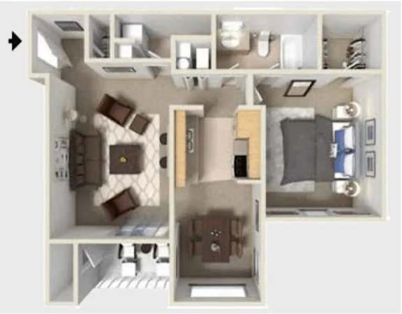 A dollhouse living room with a couch, coffee table, and television.