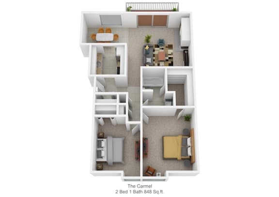 Floor Plan  2 bedroom 1 bathroom floor plan at Harpers Point Apartments, Ohio