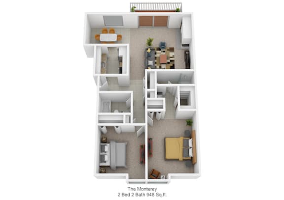2 bedroom 2 bathroom floor plan A at Harpers Point Apartments, Cincinnati, OH, 45249