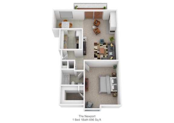 1 bedroom 1 bathroom floor plan  A at Harpers Point Apartments, Cincinnati, OH