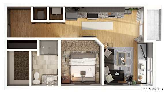 The Nicklaus Floor Plan at 303 Front St Apartments, Ohio