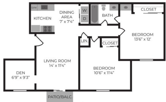 a floor plan of a house with a kitchen and a living room