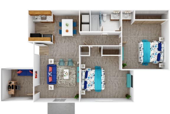 the floor plan of studio suite with living room and bedrooms