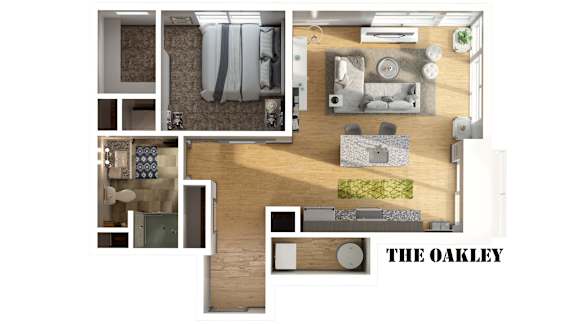 The Oakley Floor Plan at 303 Front St Apartments, Ohio, 43215