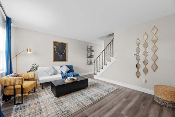 Carpeted Living Area at The Rand Apartments, Columbus, Ohio