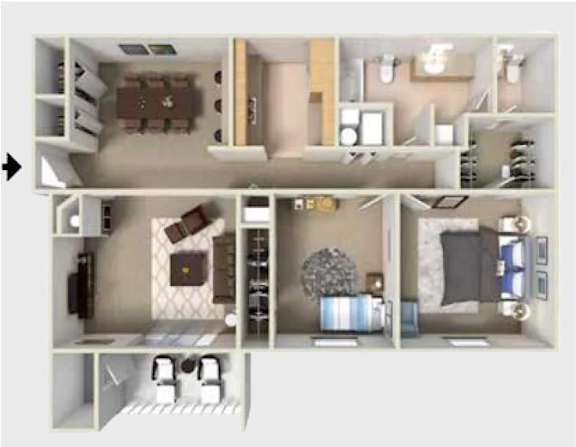 Floor Plan  A series of images showing different layouts of a small apartment.