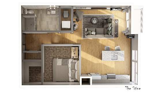 The Stine Floor Plan at 303 Front St Apartments, Columbus, OH, 43215