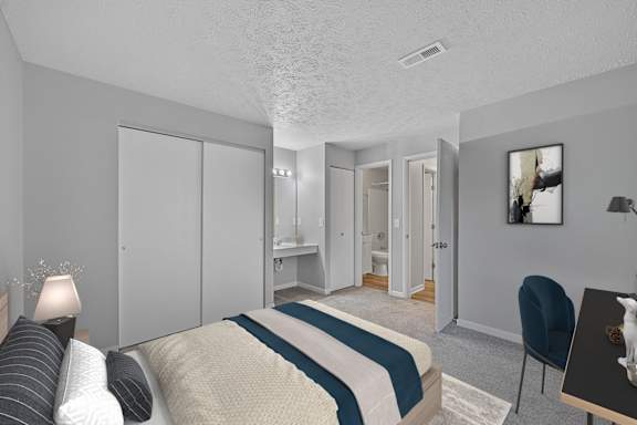 Bedroom with bed at The Reserve at Grand Valley, Milford, OH, 45150