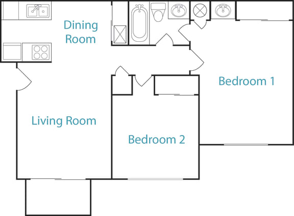 a drawing of a floor plan of a living room and a dining room