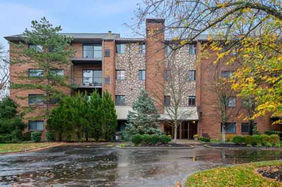 a rainy day in front of an apartment building at Indian Creek Apartments*, Ohio, 45236
