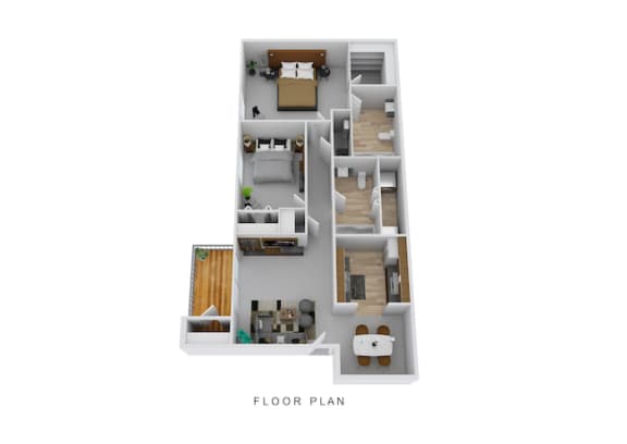 Floor Plan  Two Bedroom Two Bath Floor Plan at Galbraith Pointe Apartments and Townhomes*, Cincinnati, Ohio