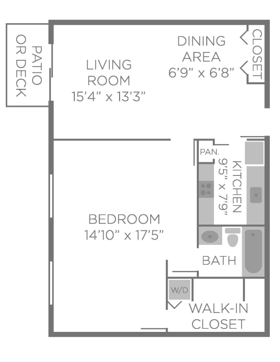 a floor plan of a bedroom apartment  at The Valley, Ohio