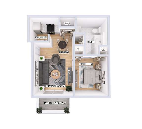 A diagram of a house layout with labeled rooms.