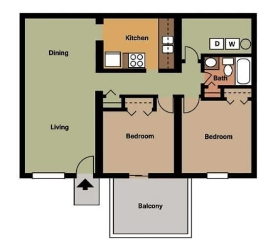 the fitzgerald apartment floor plan with bedrooms and baths