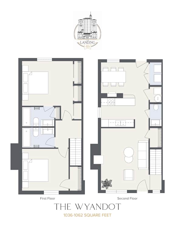 The Wyandot Floor Plan at The Landing Apartments, Dayton, OH, 45402