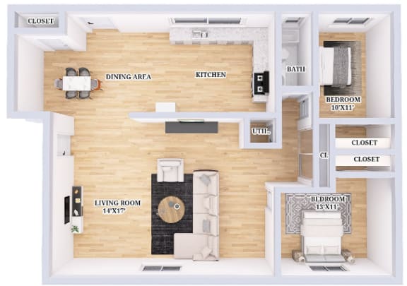 a floor plan of a room with a bedroom and a living room