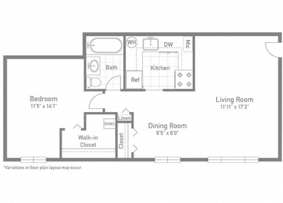The Willow Floor plan at Woodlee Terrace Apartments, Virginia