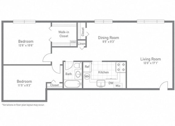The Maple Floor Plan at Woodlee Terrace Apartments, Virginia, 22192