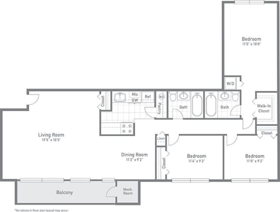 Floor Plan  Mt. Vernon Floor Plan at Gainsborough Court Apartments, Fairfax, VA, 22030