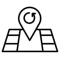 A location pin icon is placed on top of a staircase.