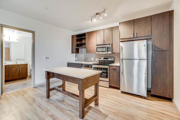 Chef-Inspired Kitchen Islands in Select Apartments at The Casey, 2100 Delgany, Denver