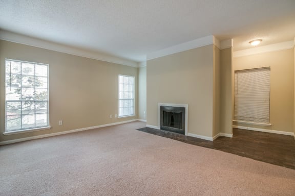 Living Room with Fireplace at Allen House Apartments, 77019, Texas