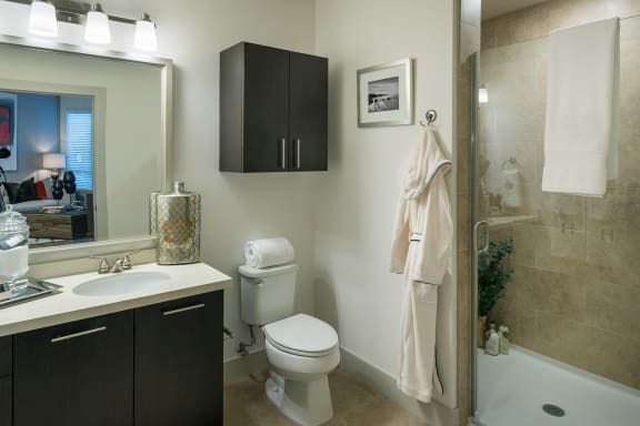 Spa-inspired bathroom at Cannery Park by Windsor, San Jose, California