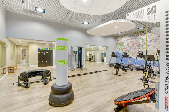 Fitness center at Windsor at Main Place, Orange, California