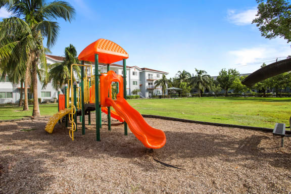 Playground with a slide at Windsor Biscayne shores in North Miami