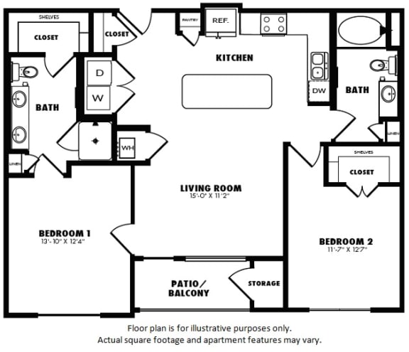 B1(2) floor plan at Windsor Burnet, Texas, 78758