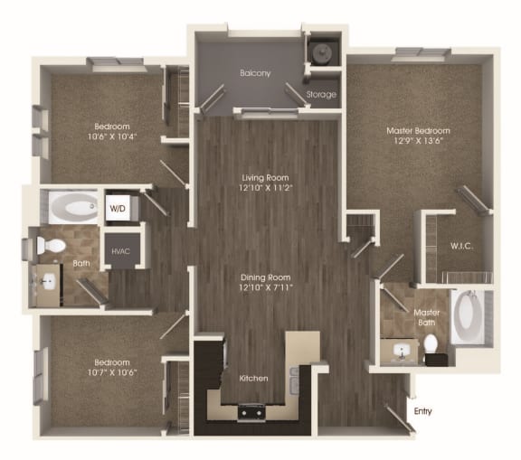 3 bedroom 2 bath Floor Plan at Valentia by Windsor, California