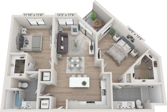 B2 Floor Plan at Centrico by Windsor, Doral, FL, 33166