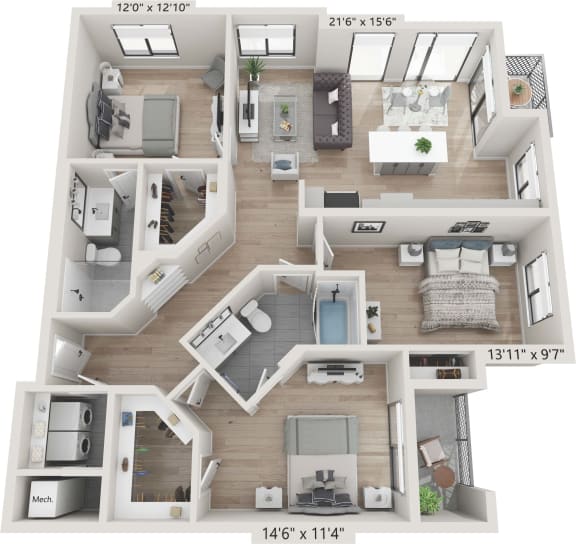 C1a Floor Plan at Centrico by Windsor, Doral, Florida