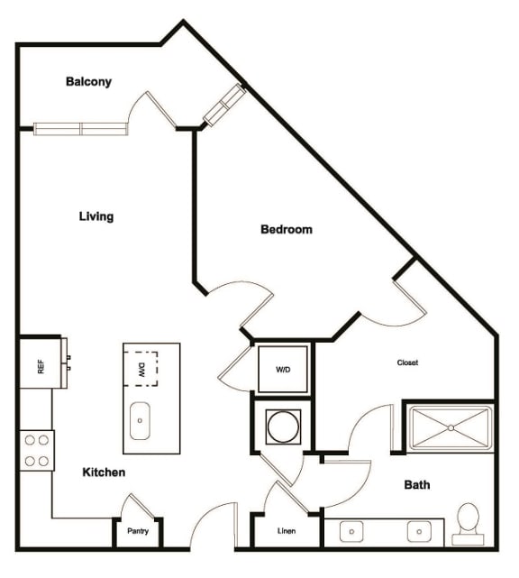 1 Bedroom 1 Bath Floor Plan at Elevate West Village, Smyrna, 30080