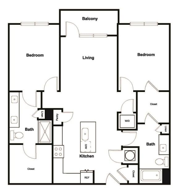 B5 2 bedroom 2 bath Floor Plan at Elevate West Village, Smyrna