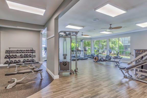 the resident fitness center at the legend at park ten apartments in houston, tx