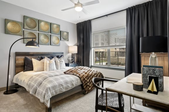 Luxurious bedrooms at Windsor Lakeyard District, an apartment community in North Dallas
