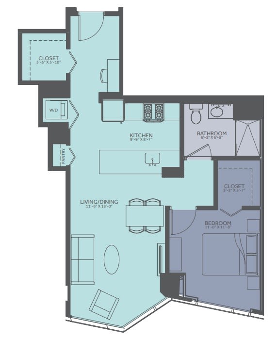 Floor Plan at Moment, Chicago, IL 60611