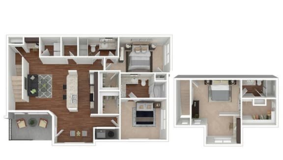 C2 3d Floor Plan, Retreat at the Flatirons, Broomfield, CO 80020