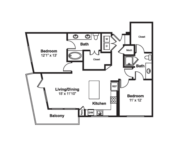 B1 web floor plan at Windsor Fitzhugh, Dallas, Texas
