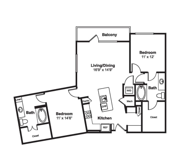 B2 web floor plan at Windsor Fitzhugh, 4926 Mission Avenue, Dallas