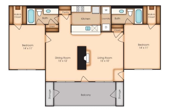 Windsor Fair Oaks - B1 Floor Plan - Two Bedroom Apartment in Fairfax VA