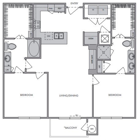 B1 Floor Plan at Windsor Lantana Hills, Austin, TX 78735