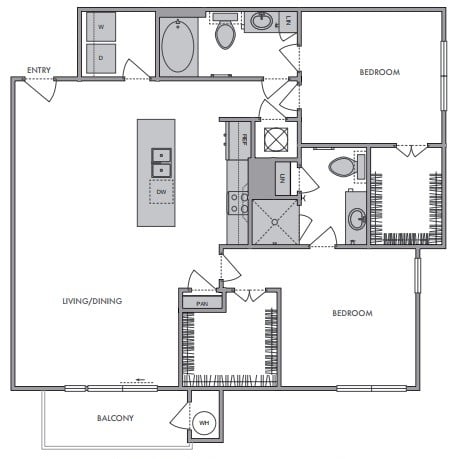 B2 Floor Plan at Windsor Lantana Hills, Austin, TX 78735