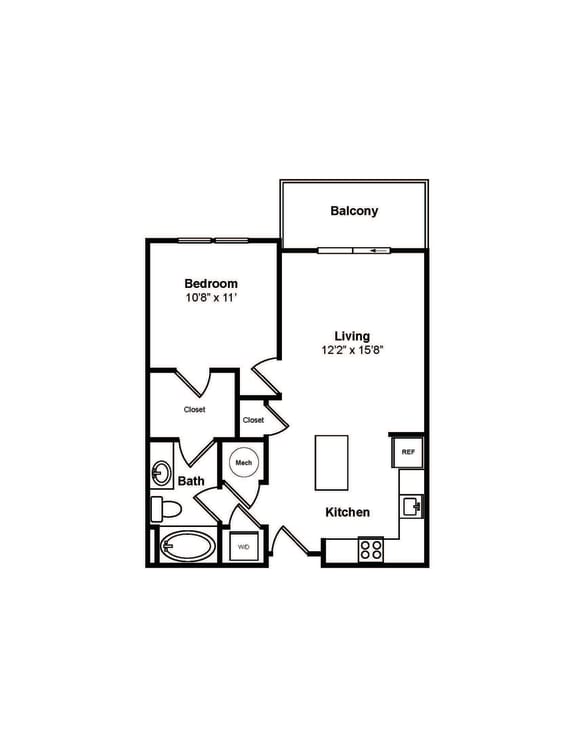 A1 3D Floor Plan at Windsor Sugarloaf, Suwanee, 30024