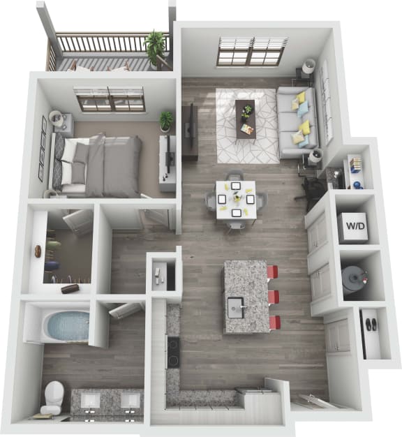 A3 3D Floor Plan at Windsor Sugarloaf, Suwanee, 30024