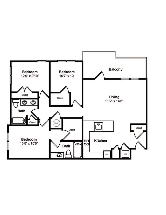 C1 2D Floor Plan at Windsor Sugarloaf, Suwanee, 30024