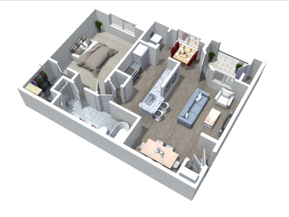 3D Floorplan for Windsor Vinings Apartment's A2 Brisbane Layout